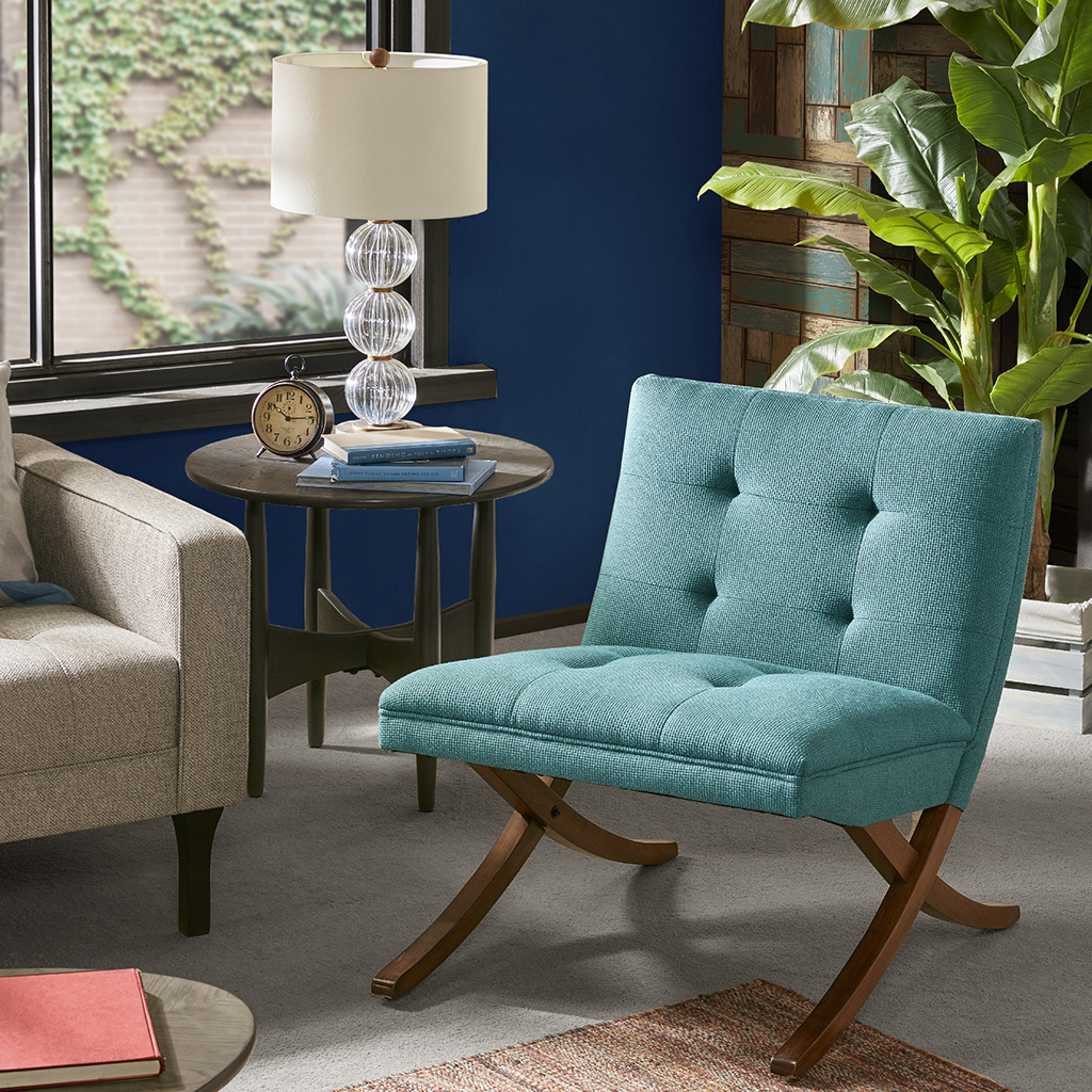 

INK+IVY - Wynn Accent Chair - Teal/Pecan - See below