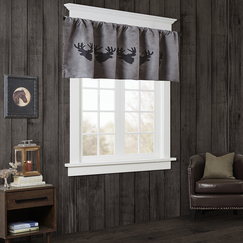 

Woolrich - Deer Faux Suede Valance - Grey/Black - 50x18