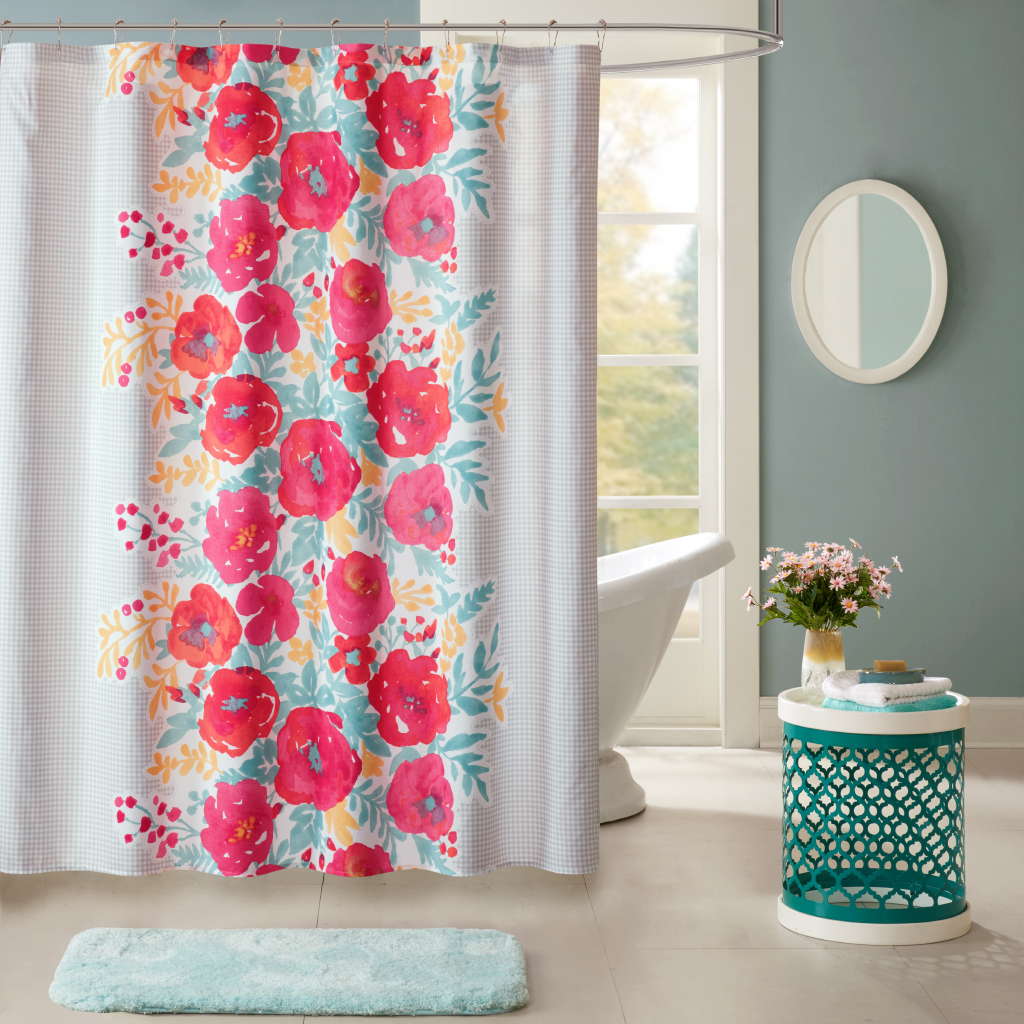 

Intelligent Design - Elodie Printed Shower Curtain - Coral - 72x72