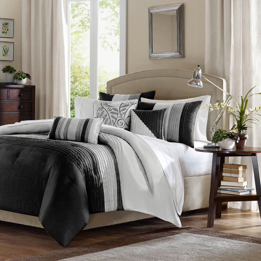 

Madison Park - Amherst 6 Piece Duvet Cover Set - Black - King/Cal King