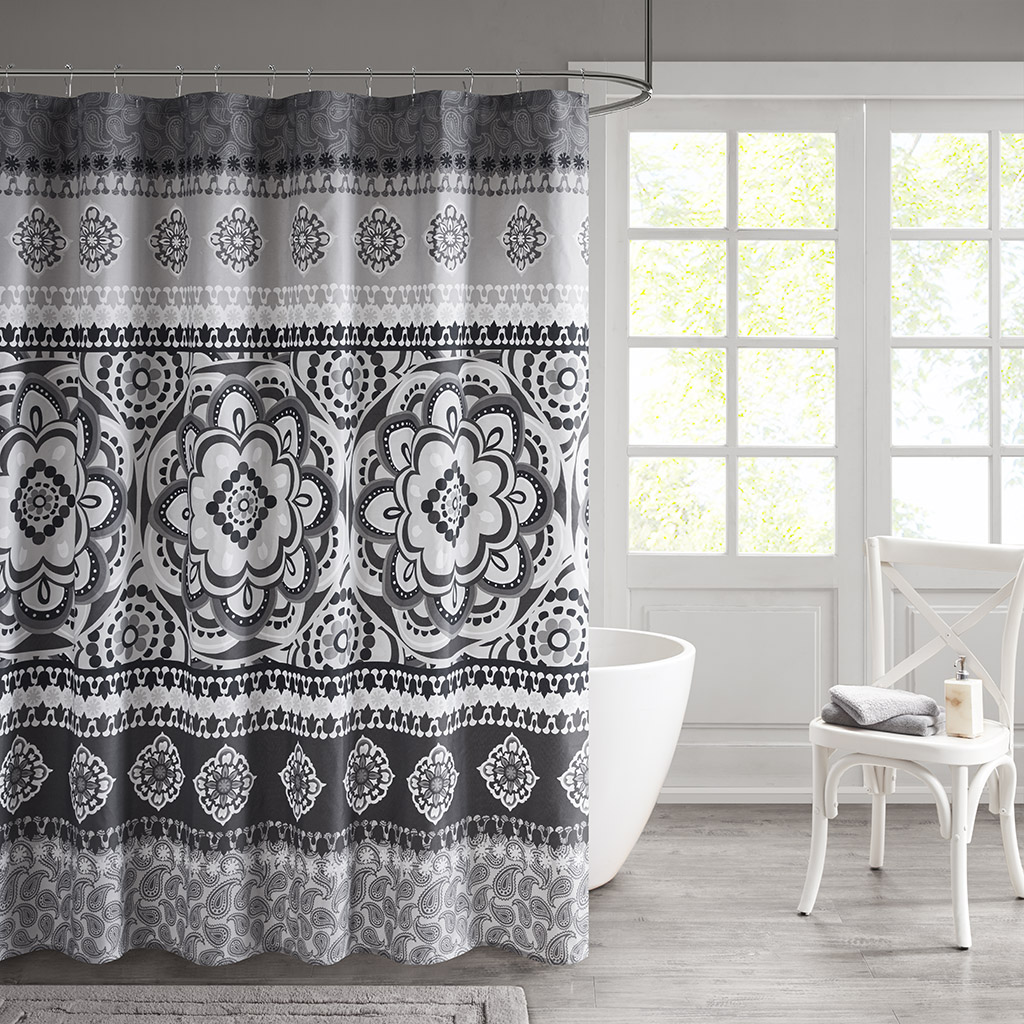 

510 Design - Neda Printed Shower Curtain - Charcoal - 72x72