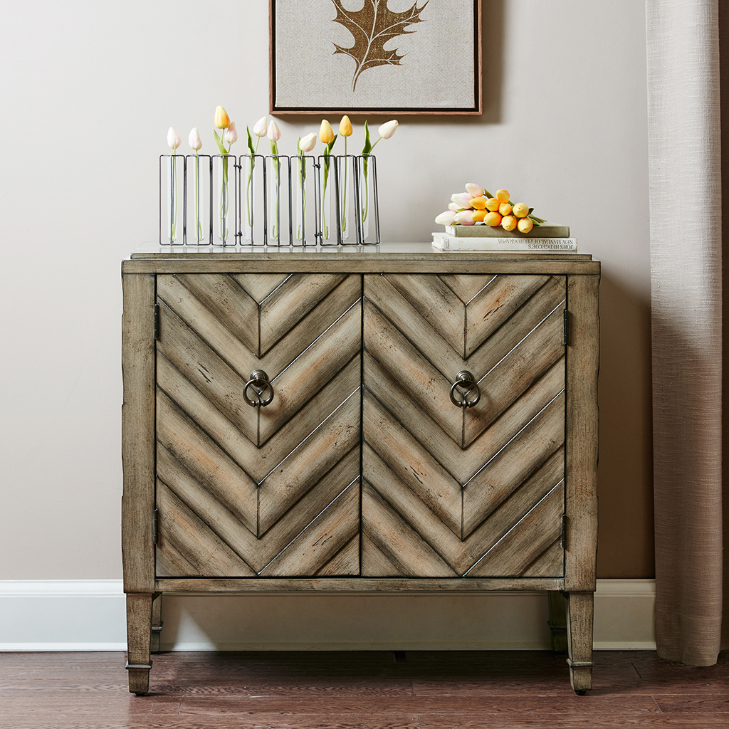 

Madison Park - Dresden Chevron Accent Chest - Beige Multi - See below