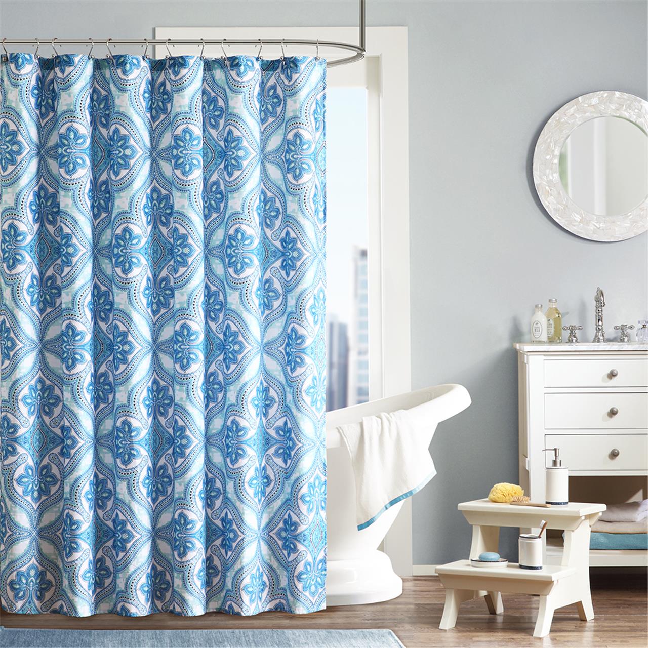 

Intelligent Design - Lionna Shower Curtain - Blue - 72x72
