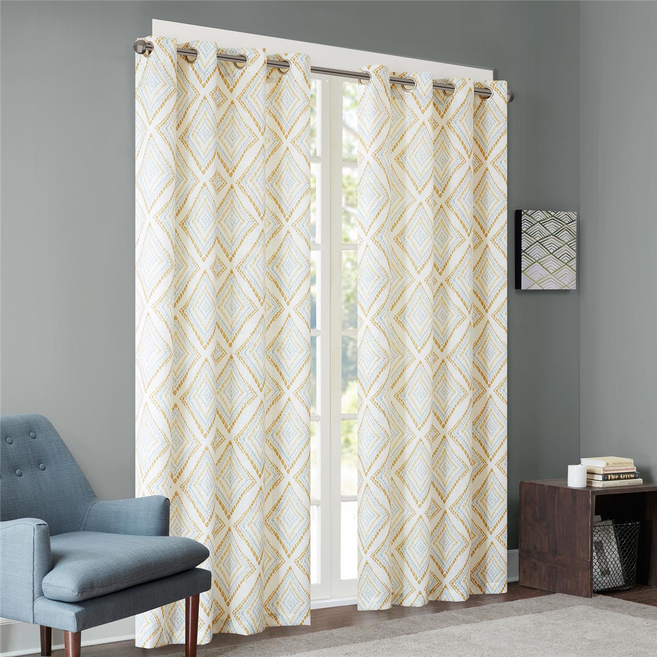 

INK+IVY - Bas Printed Etched Diamond Panel - Yellow - 84" Panel