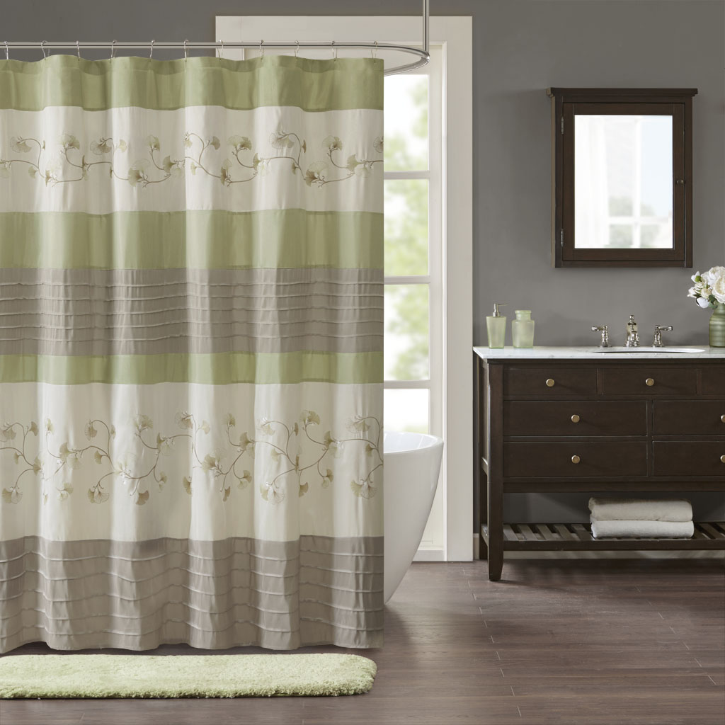 

Madison Park - Sarah Embroidered Shower Curtain - Green - 72x72