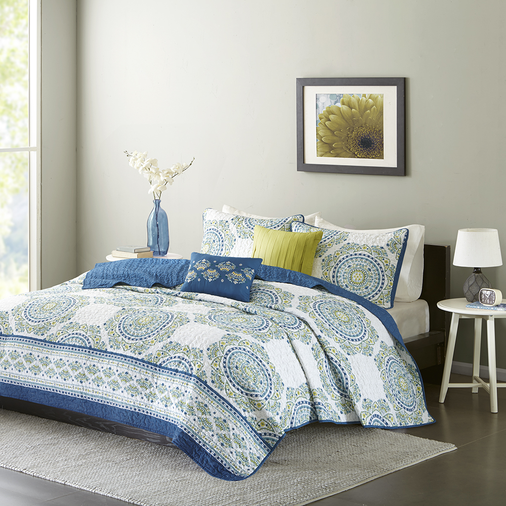 

Intelligent Design - Anika Coverlet Set - Aqua - Full/Queen