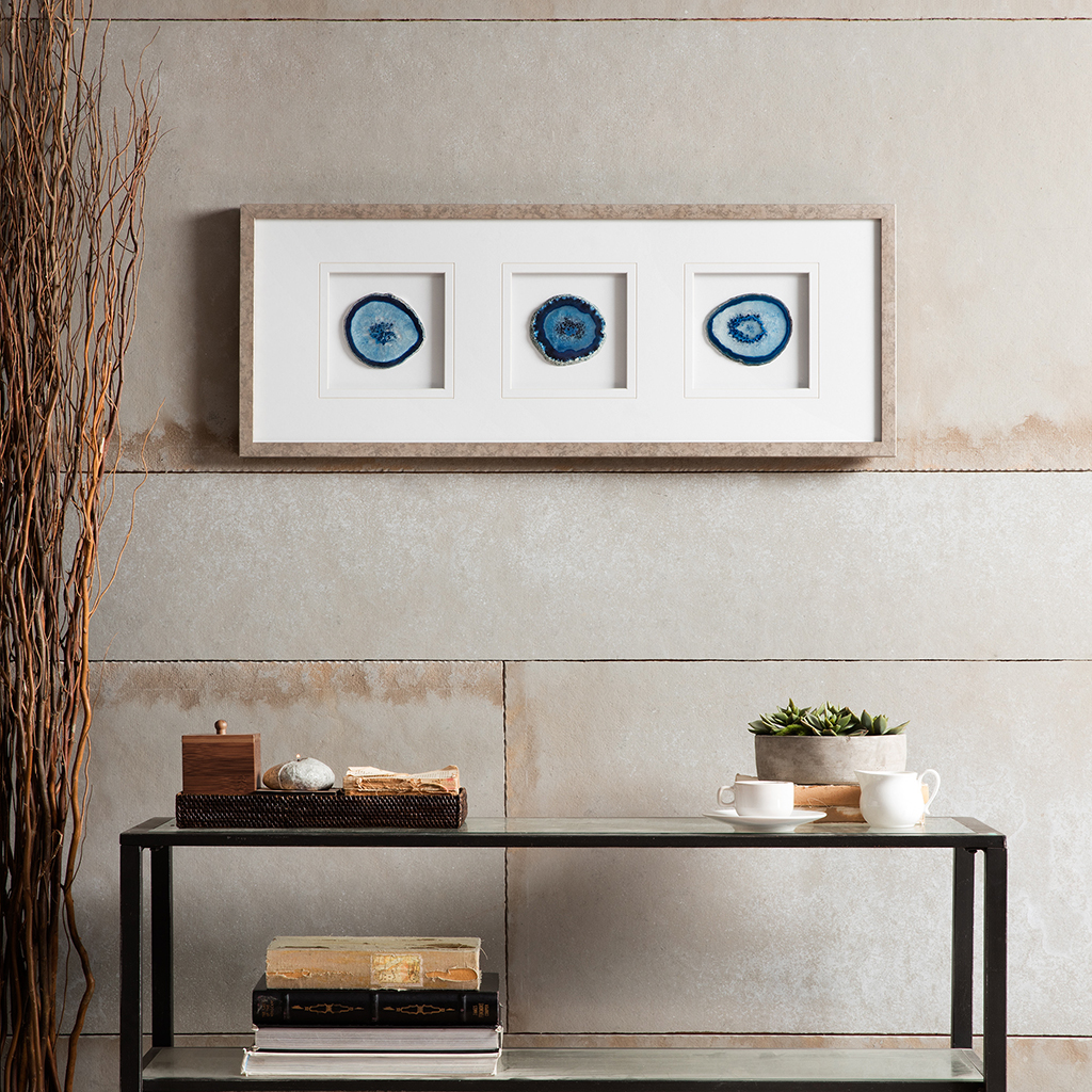 

Madison Park - Blue Agate Trio Stone Framed Graphic - Blue - See below