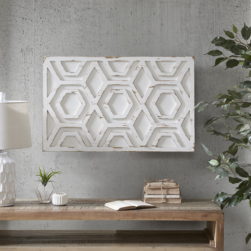 

INK+IVY - Ralston Wooden Wall Art with Pattern - White - See below