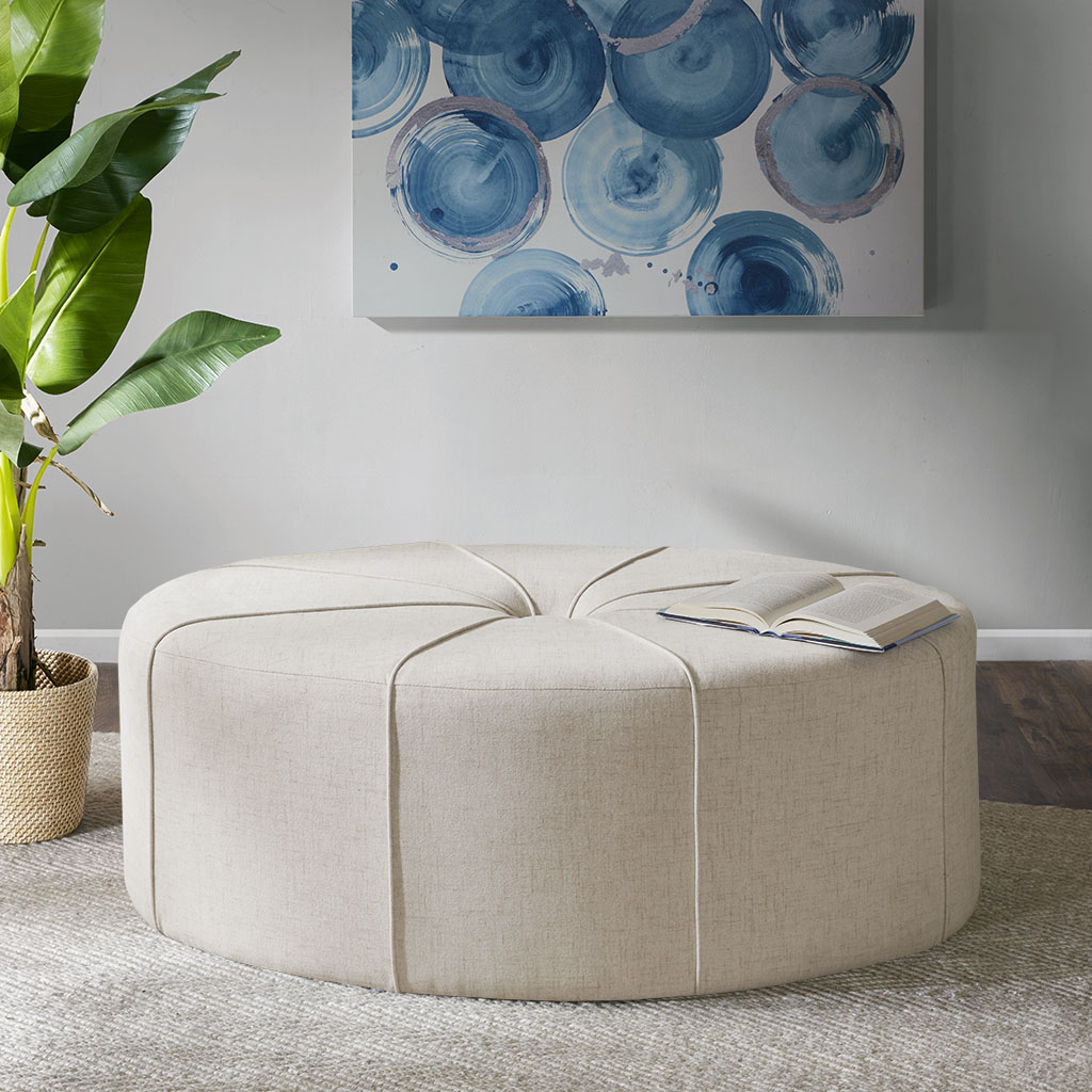 

Madison Park - Ferris Oval Ottoman - Cream - See below