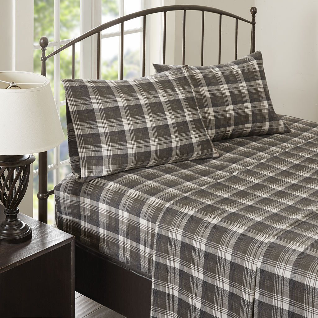 

Woolrich - Flannel Cotton Sheet Set - Brown Plaid - King