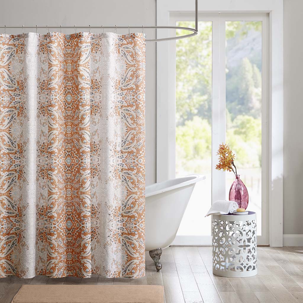 

Intelligent Design - Minet Printed Shower Curtain - Orange - 72x72