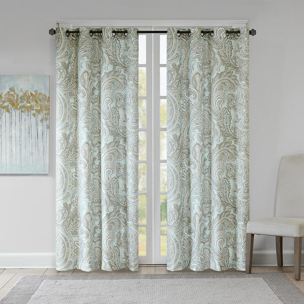 

Madison Park - Ronan Cotton Printed Paisley Panel - Blue - 84" Panel