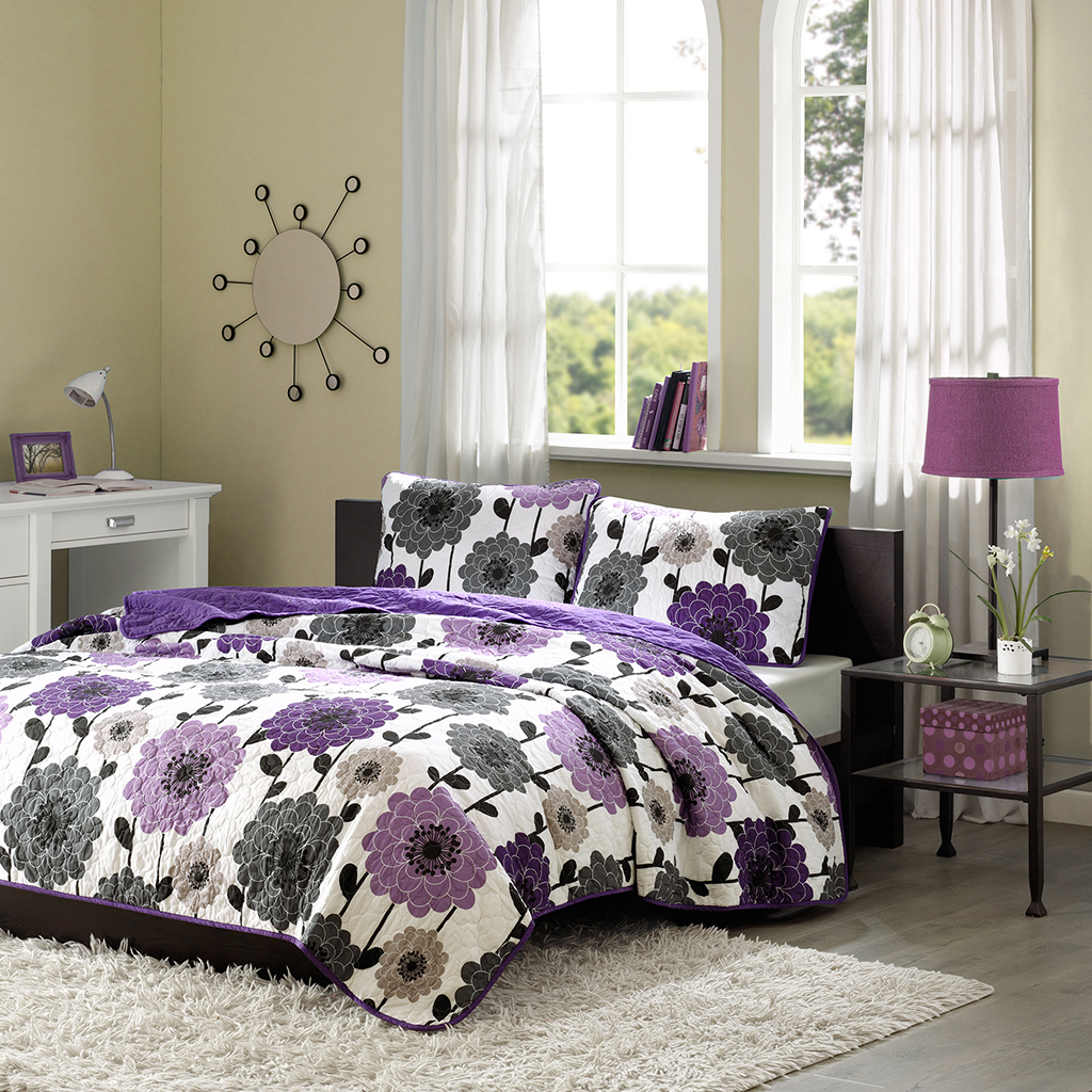 

Mi Zone - Anthea Coverlet Set - Purple - Full/Queen