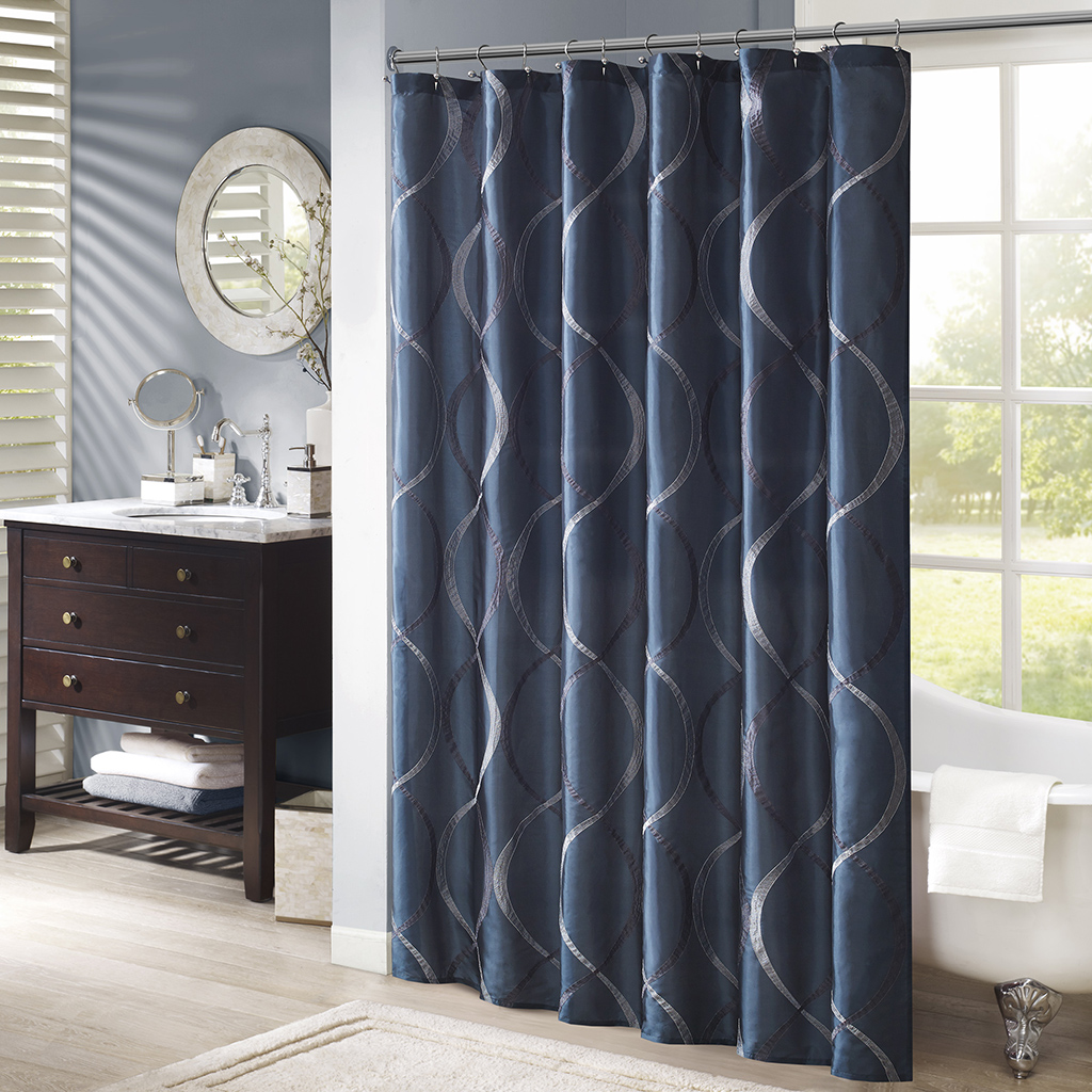 

Madison Park - Serendipity Shower Curtain - Navy - 72x72