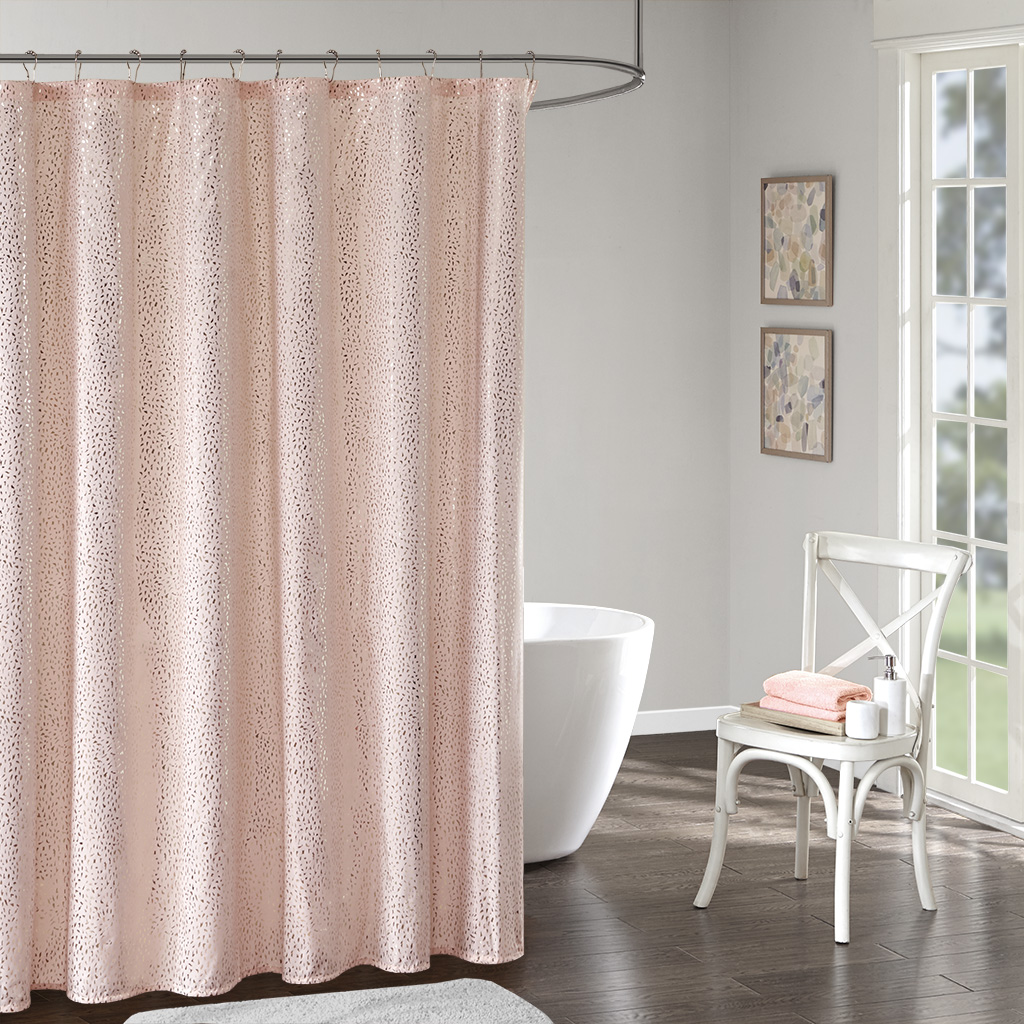 

Intelligent Design - Adele Printed Shower Curtain - Blush/Gold - 72x72