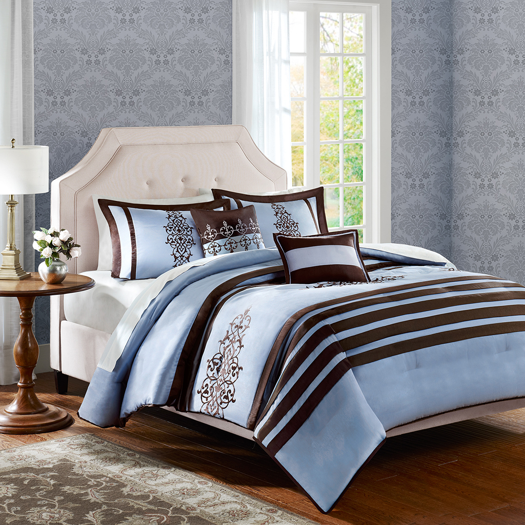 

Home Essence - Felicity 5 Piece Comforter Set - Blue - King