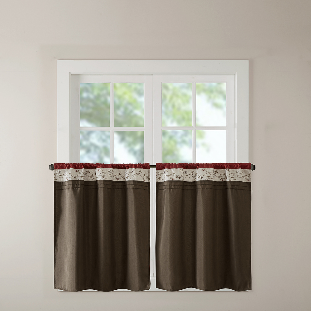 

Madison Park - Serene Embroidered Kitchen Tier Set - Red - 30x24