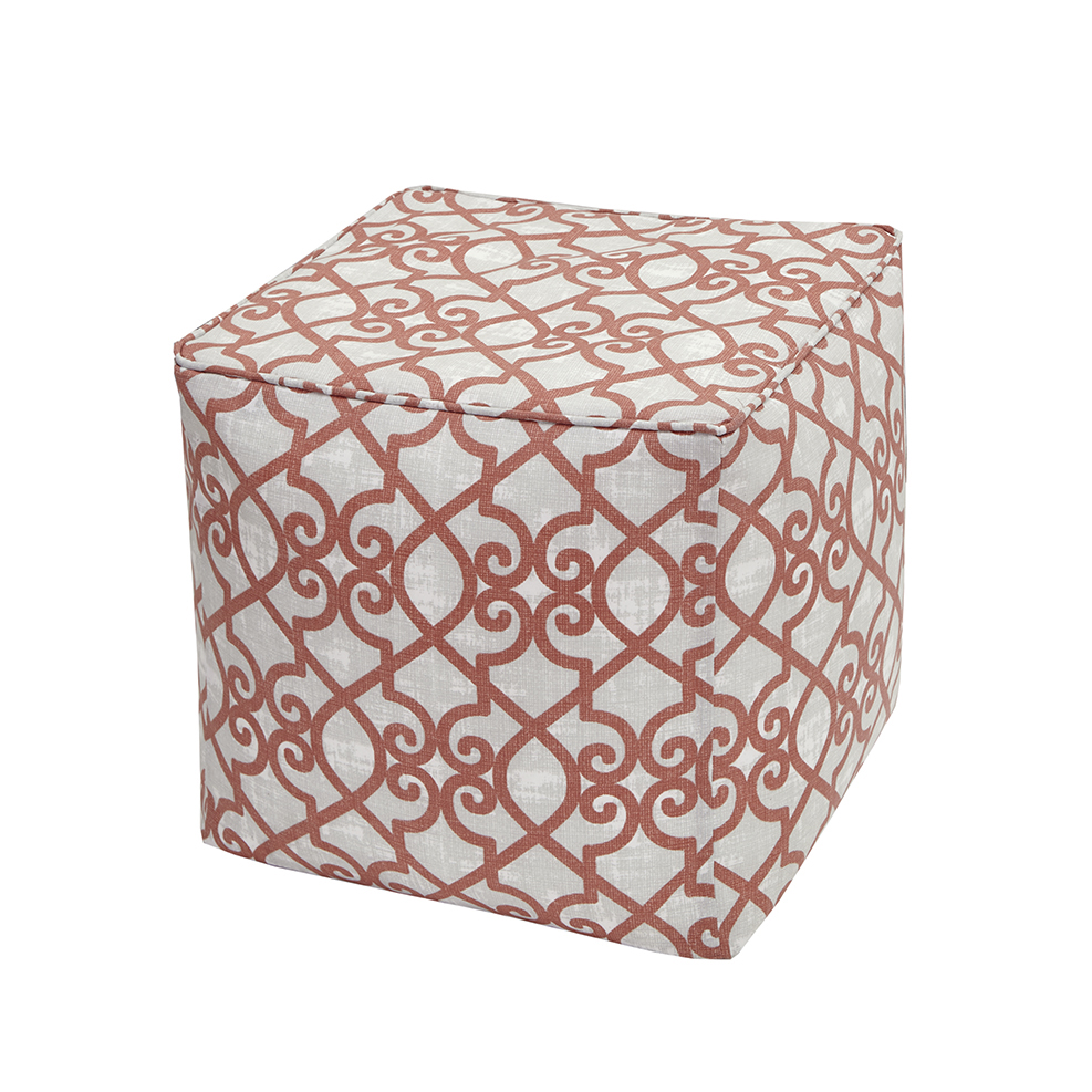 

Madison Park - Daven Fretwork 3M Scotchgard Outdoor Square Pouf - Coral - 18x18x18