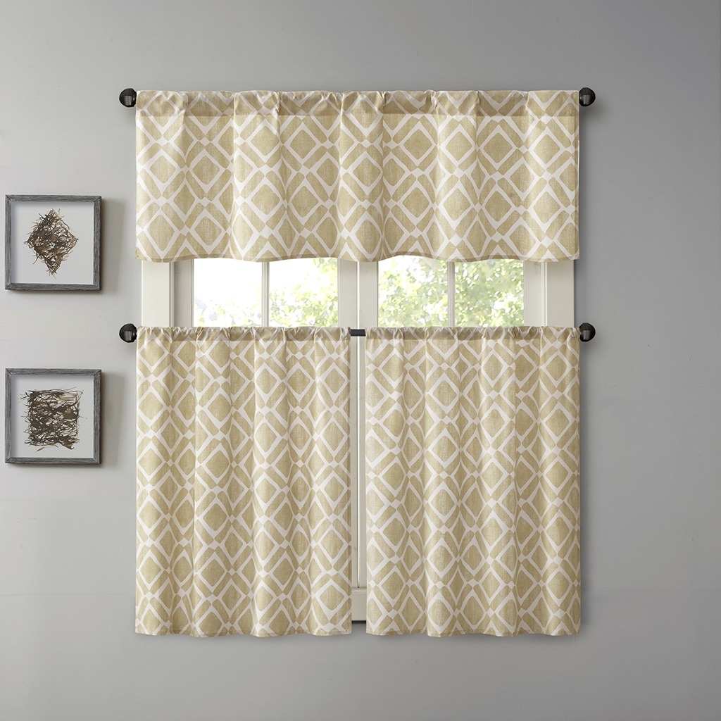 

Madison Park - Delray Poly Cotton Twill Printed Diamond Kitchen Tier Set - Tan - 30x24