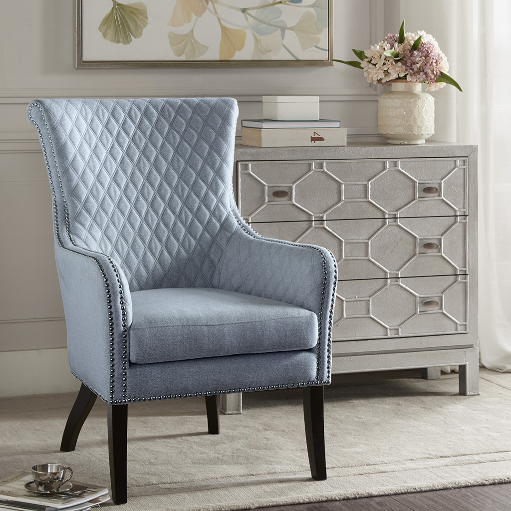 

Madison Park - Heston Accent Chair - Light Blue/Black - See below