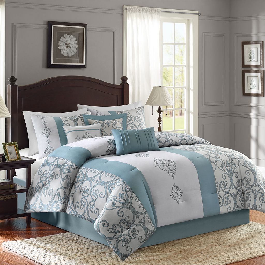 

Madison Park - Kingston 7 Piece Comforter Set - Blue - Queen