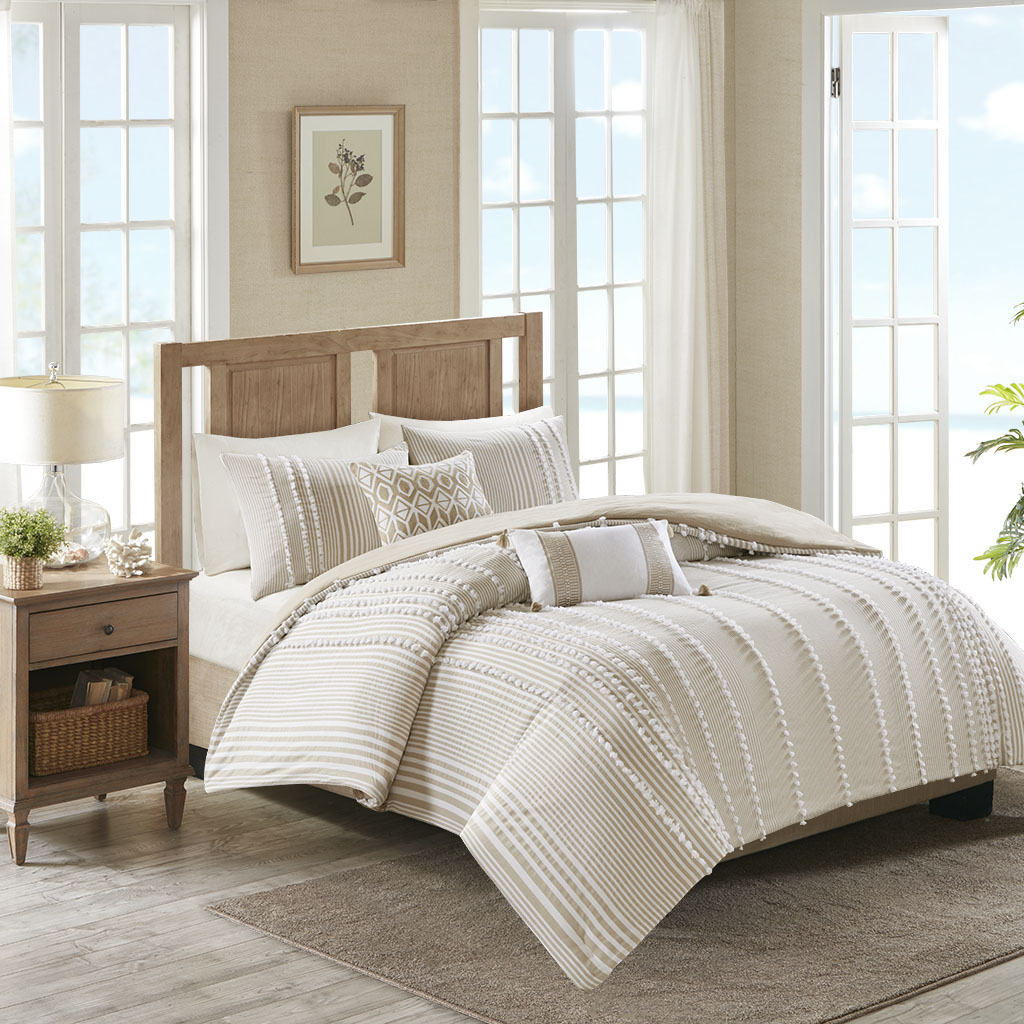 

Harbor House - Anslee 3 Piece Cotton Yarn Dyed Duvet Cover Set - Taupe - King