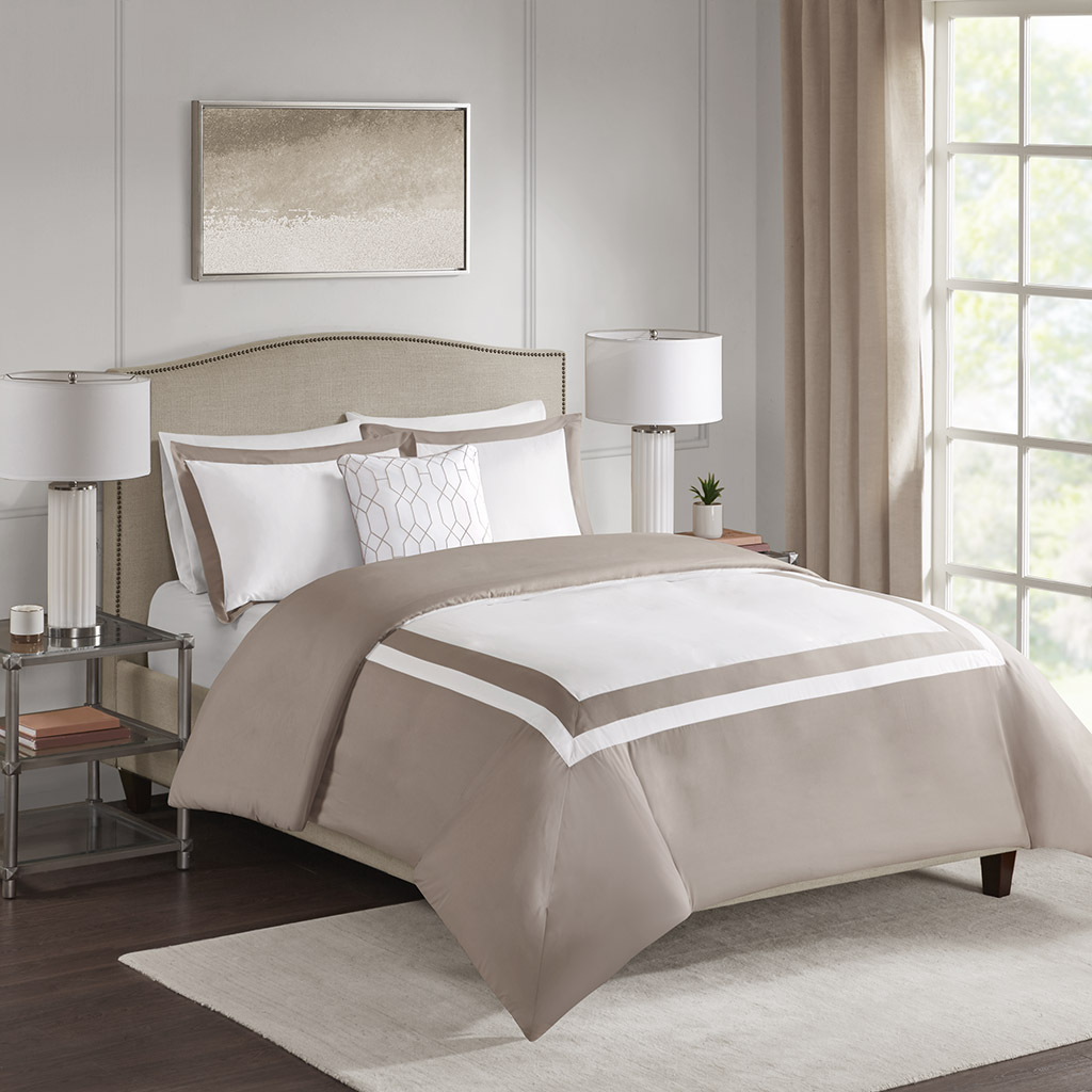 

510 Design - Carroll 4 Piece Duvet Set - Tan - King/Cal King