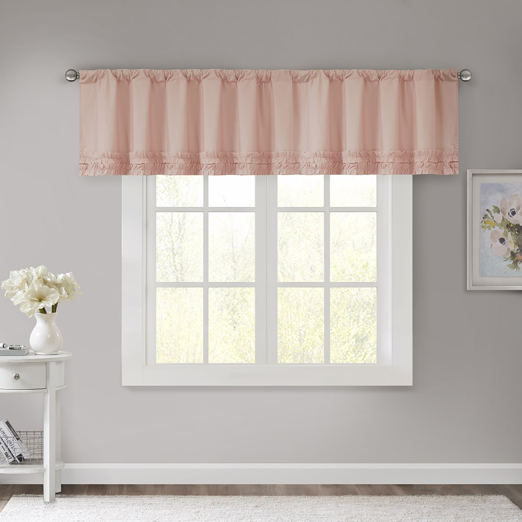 

Madison Park - Bessie Cotton Horizontal Ruffle Valance - Pink - 50x18