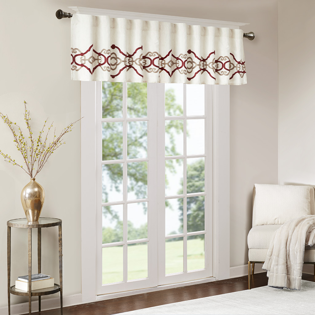 

Bombay - Akemi Border Embroidered Valance - Burgundy - 50x18