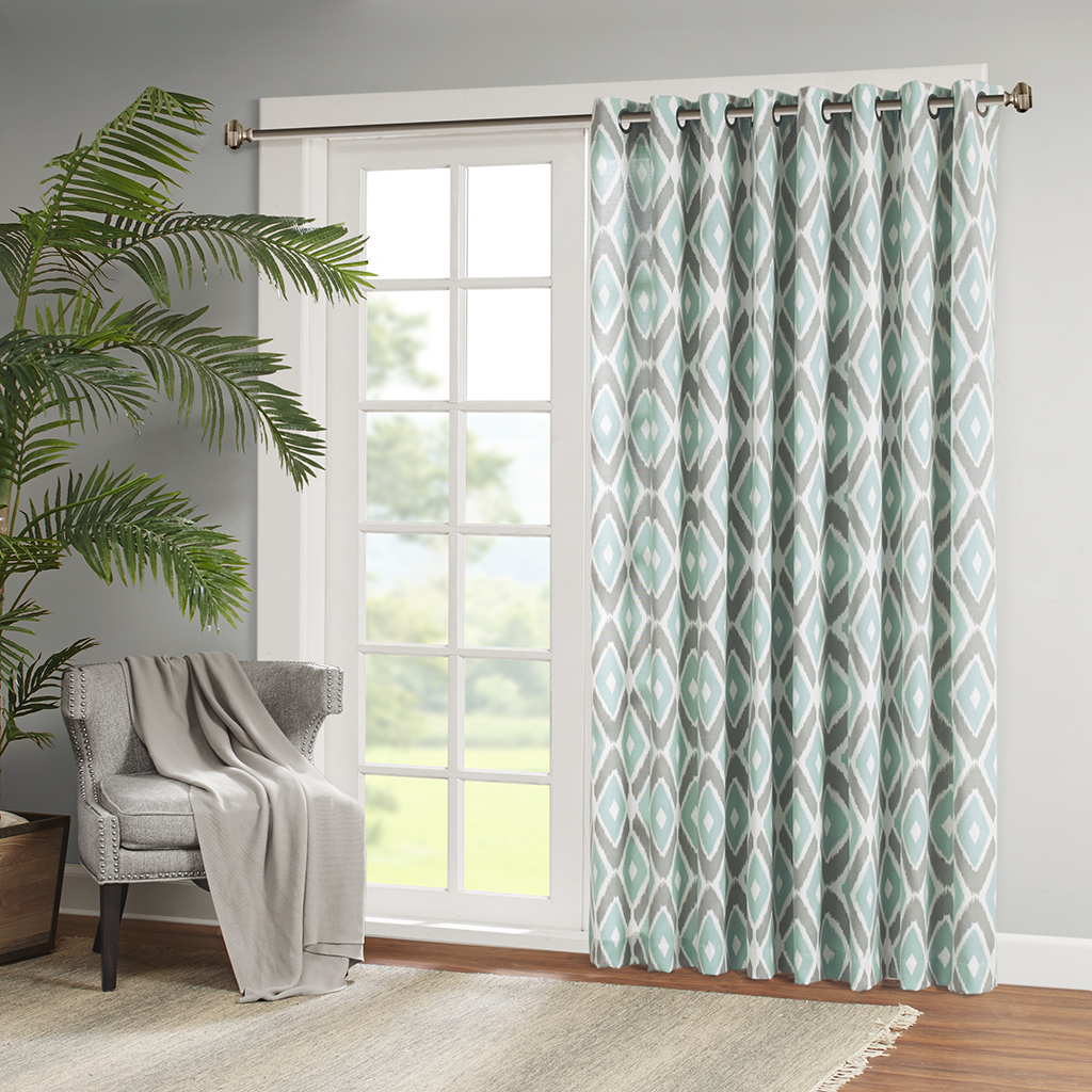 

Madison Park - Ashlin Diamond Printed Patio Curtain - Aqua - 84" Panel