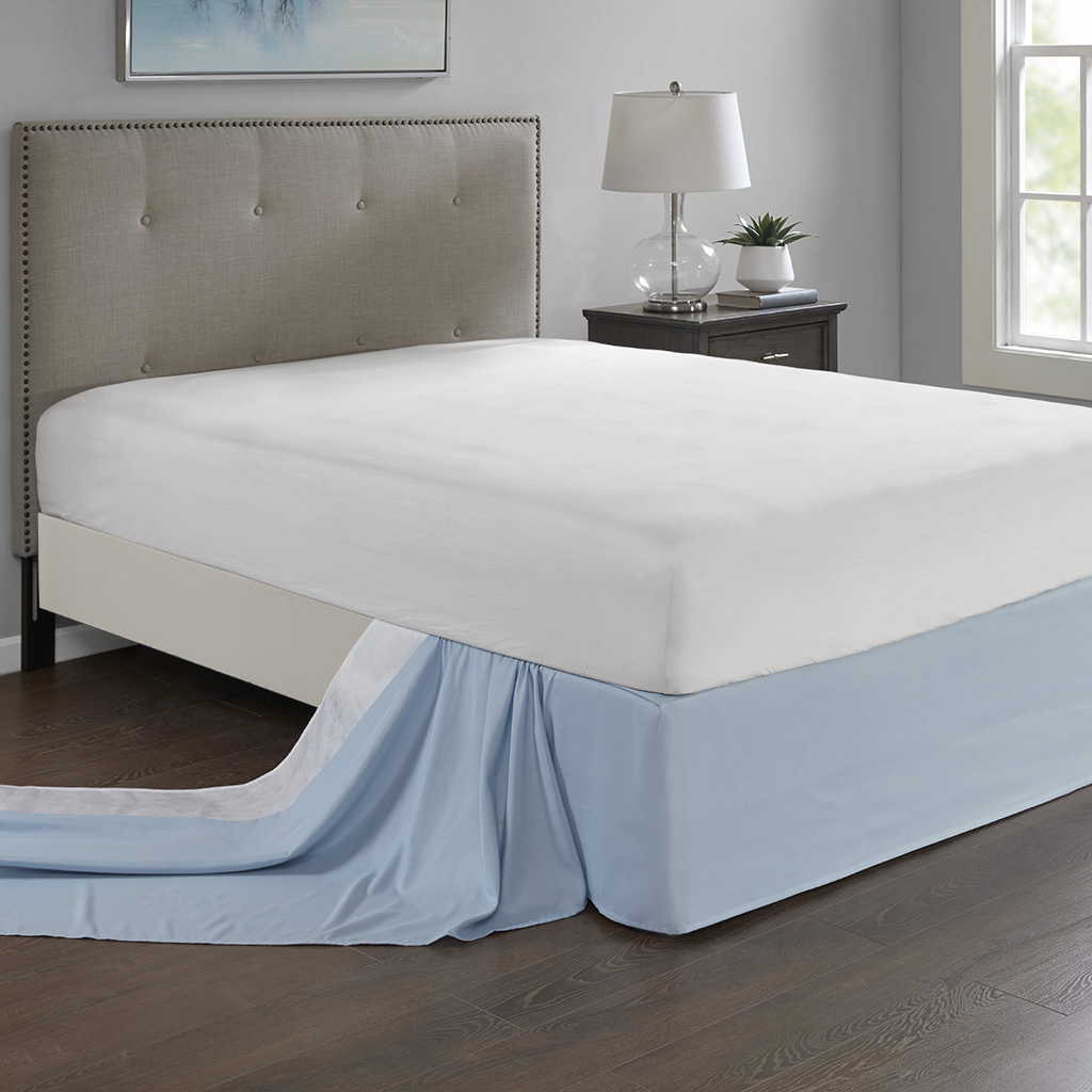 

Madison Park - Simple Fit Wrap Around Adjustable Bedskirt - Blue - One Size