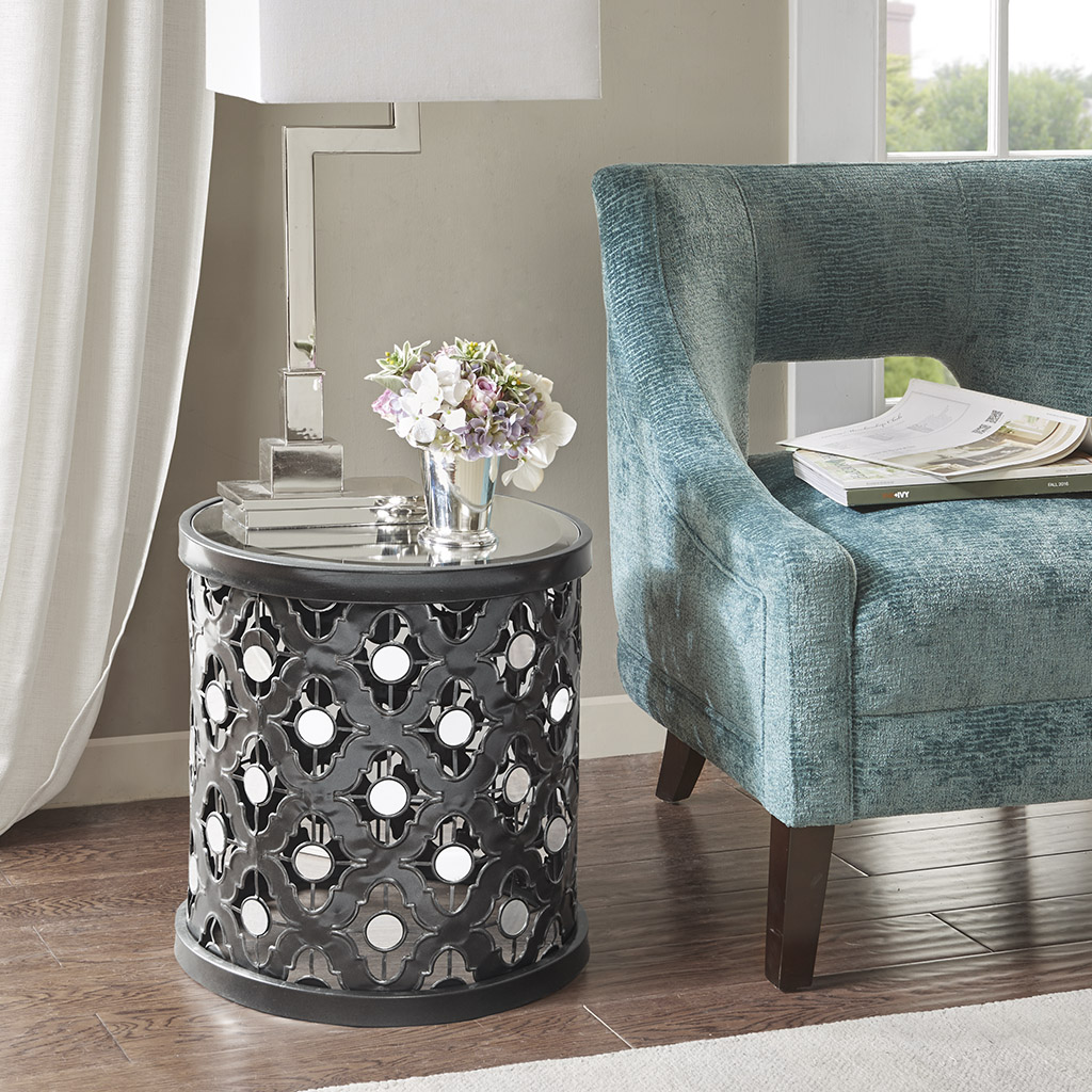 

Madison Park - Arian Quatrefoil Mirror Accent Table - Iron - See below
