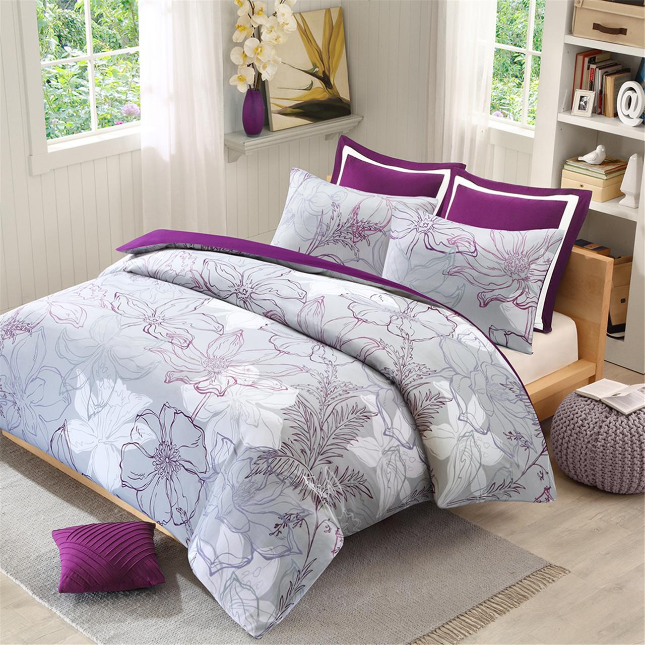 

Intelligent Design - Alma Duvet Cover Set - Purple - Full/Queen