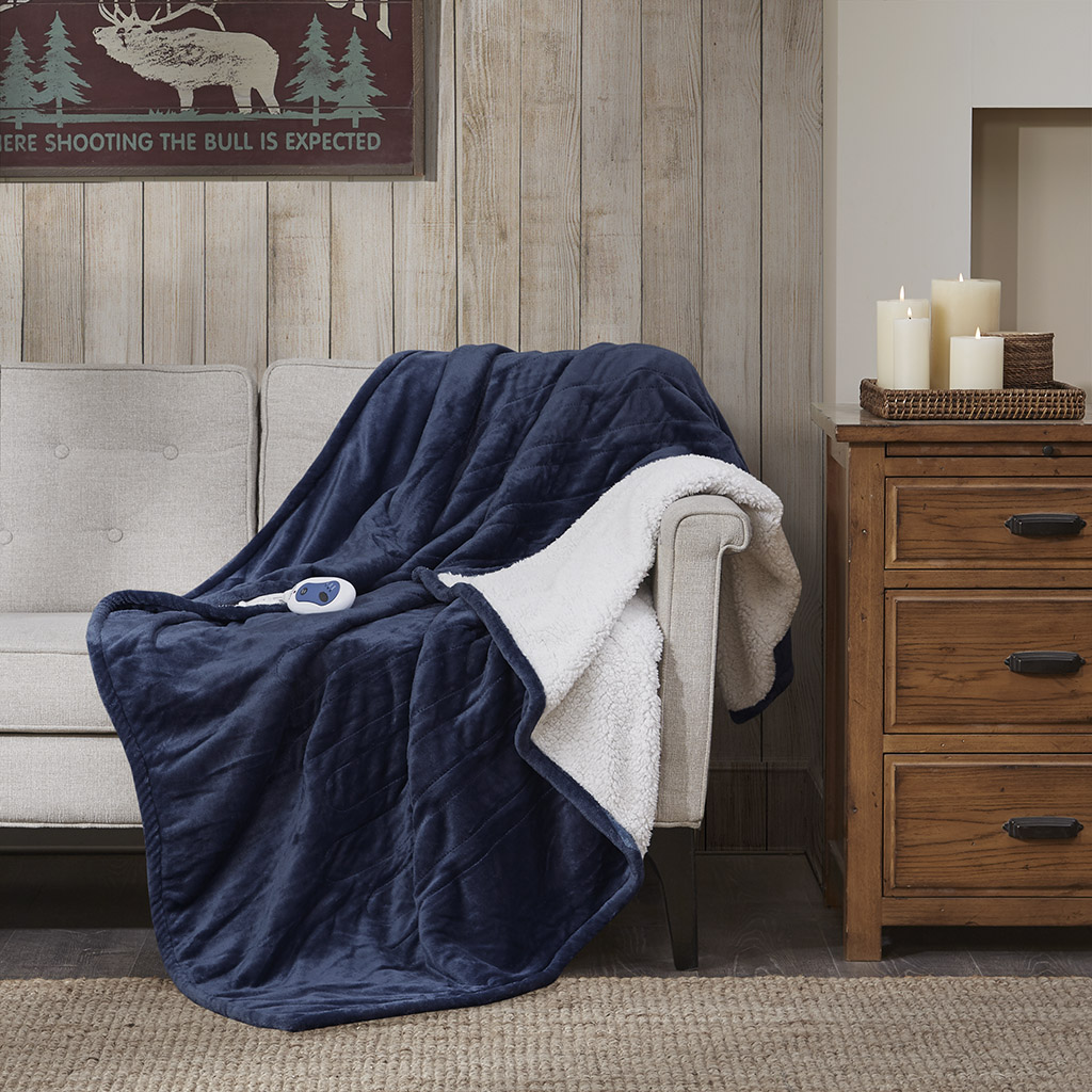 

Woolrich - Heated Plush to Berber Throw - Indigo - 60x70