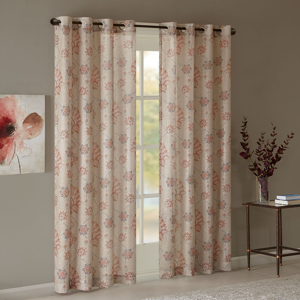 

Madison Park - Misha Textured Printed Window Panel - Coral - 50x95
