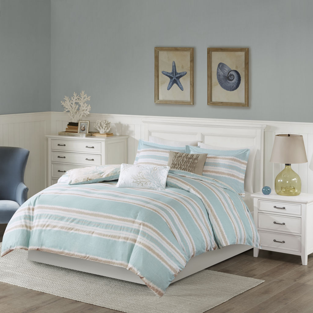 

Harbor House - Ocean Reef 5 Piece Cotton Duvet Cover Set - Seafoam Green - King