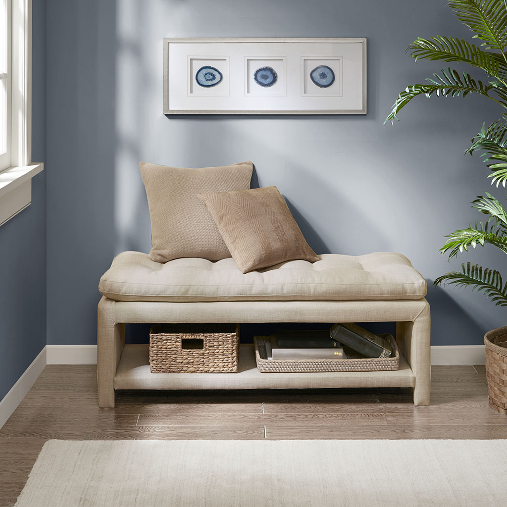 

Madison Park - Ankara Accent Bench - Cream - See below