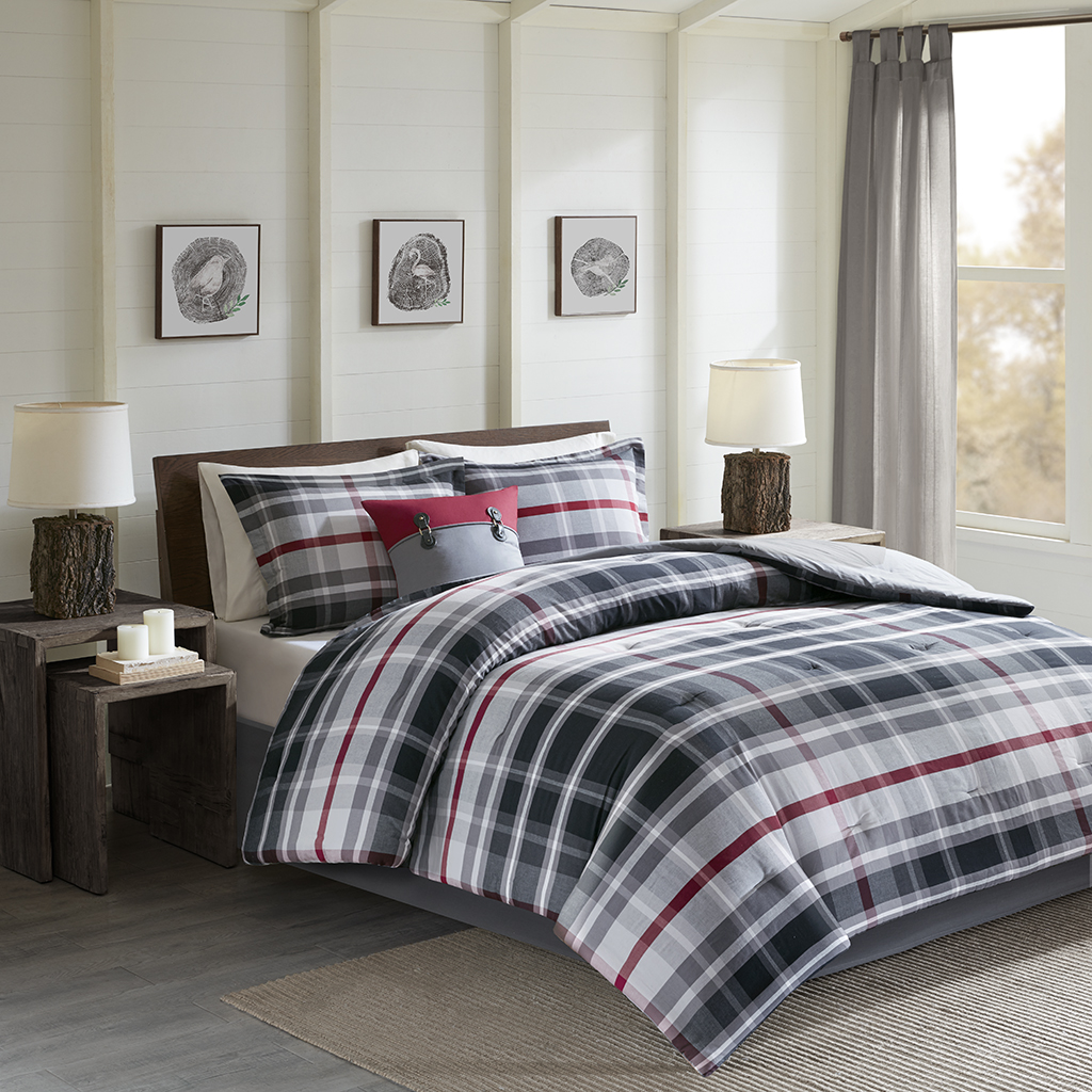 

Woolrich - Black Forest Oversized Comforter Set - Black/Red - Queen