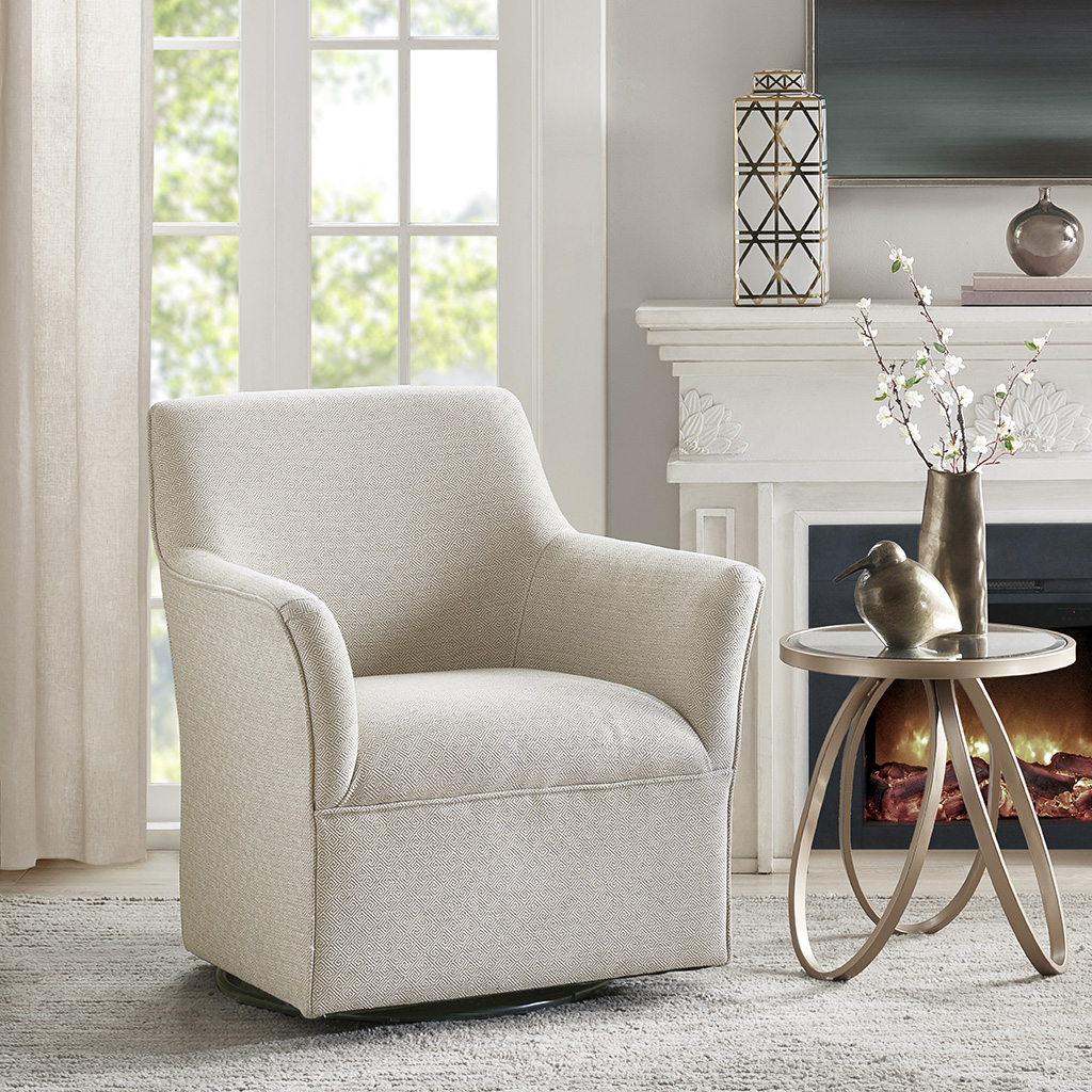 

Madison Park - Augustine Swivel Glider Chair - Cream - See below