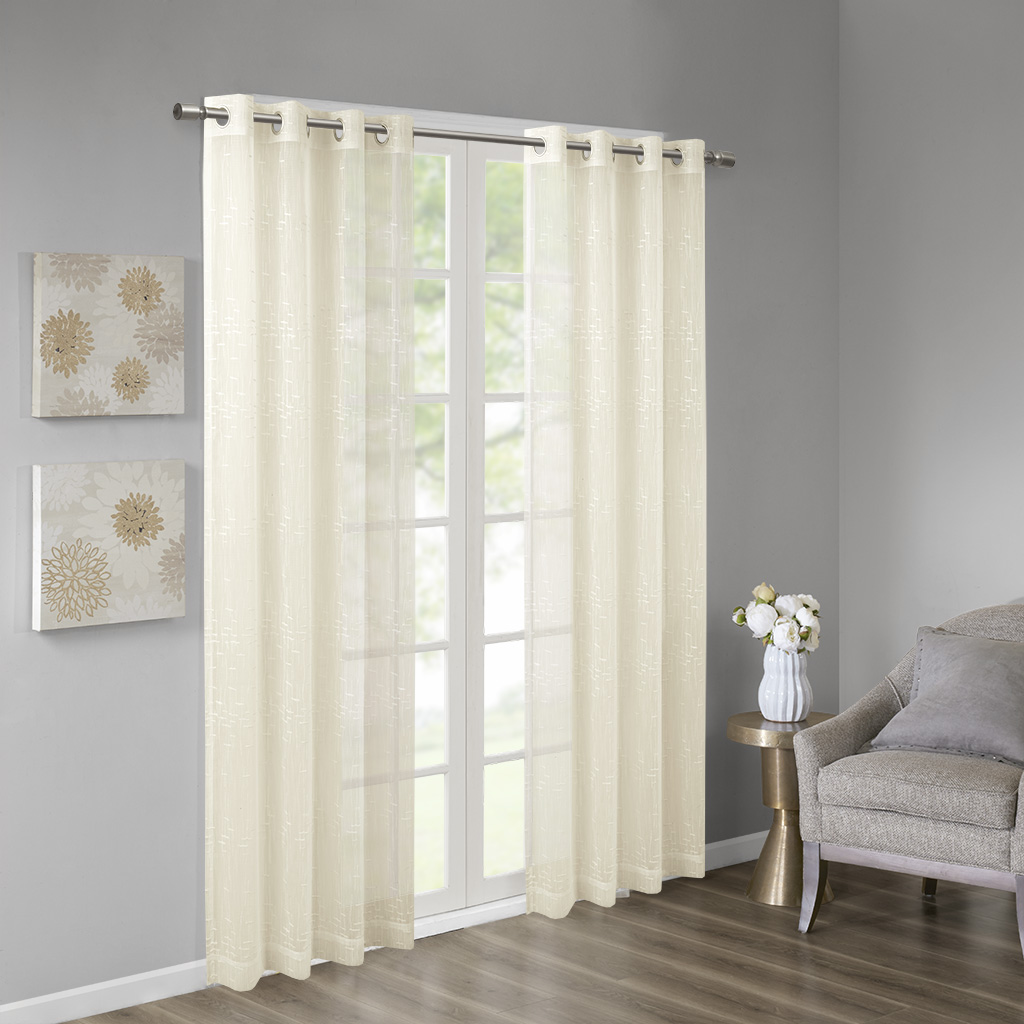 

Madison Park - Haze Embroidered Sheer Window Panel - Ivory - 50x84