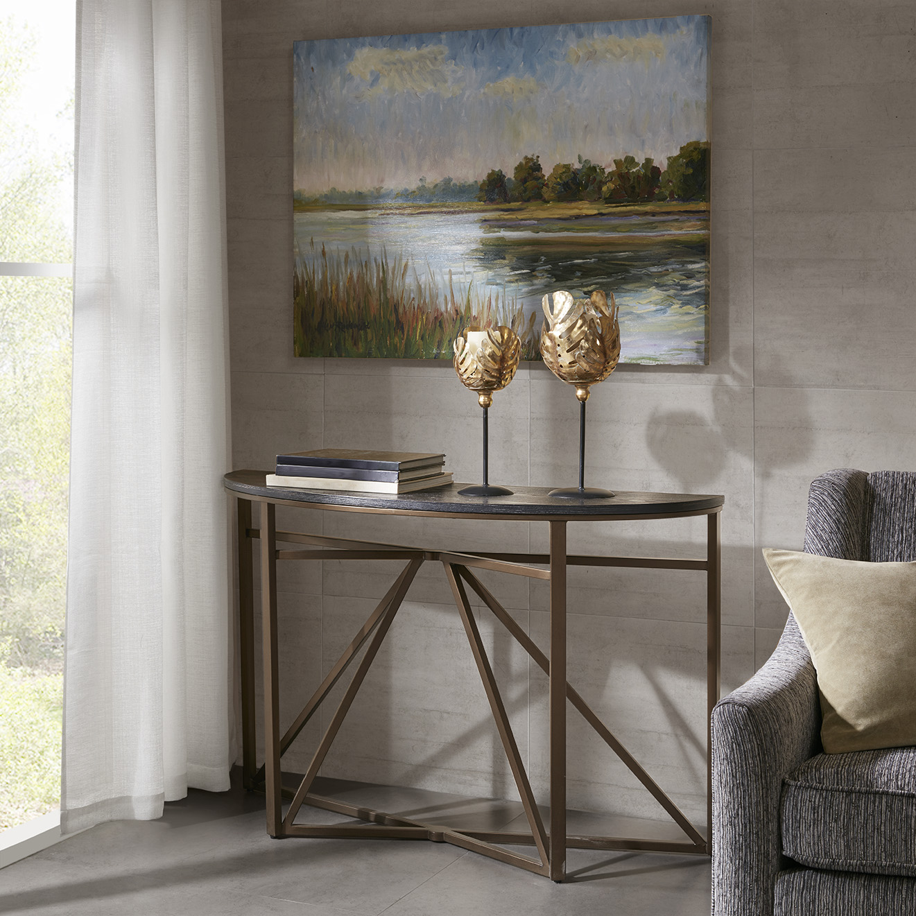 

Madison Park - Madison Console Table - Black/Bronze - See below