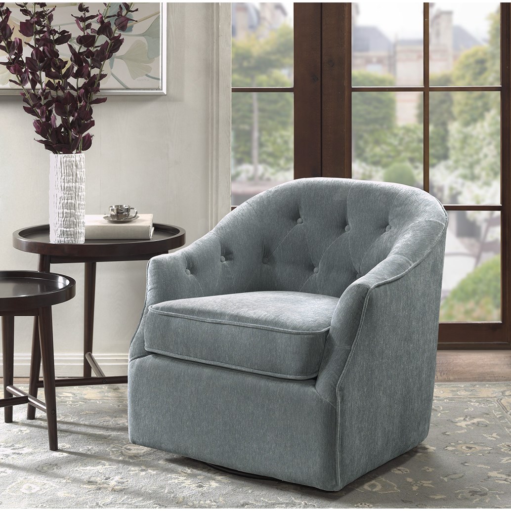 

Madison Park - Calvin Swivel Chair - Light Blue - See below