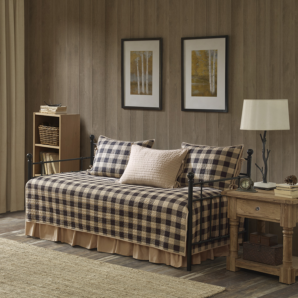 

Woolrich - Buffalo Check 5 Piece Day Bed Cover Set - Tan - Daybed