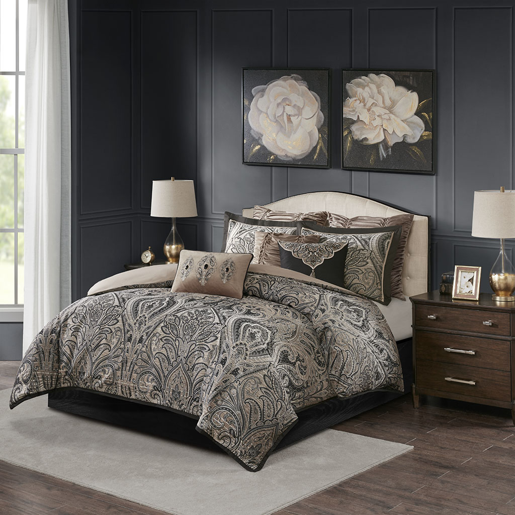 

Madison Park Signature - Grandover Jacquard Comforter Set - Taupe - Queen