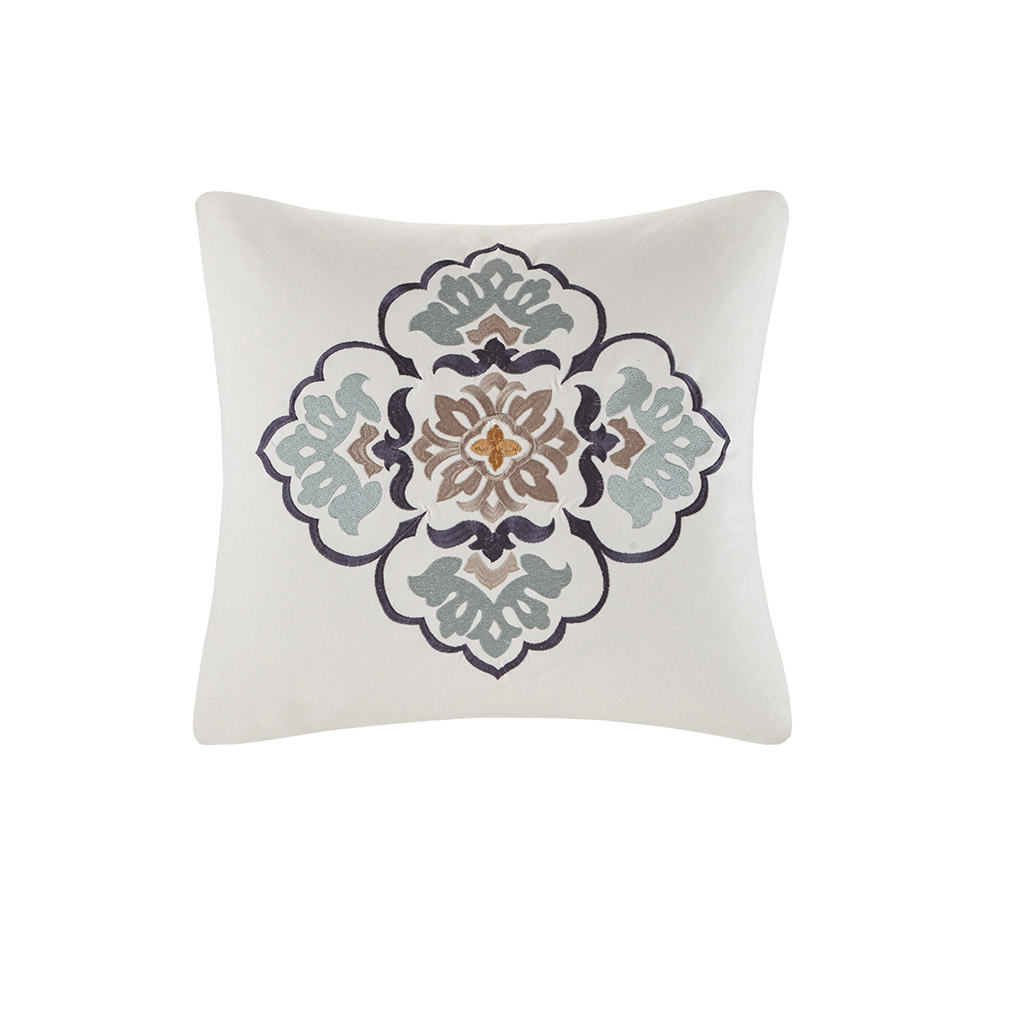 

Echo Design - Paisley Shawl Embroidered Cotton Square Decorative Pillow - Multi - 20x20