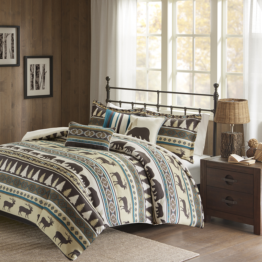 

Madison Park - Missoula 6 Piece Herringbone Duvet Cover Set - Teal - Full/Queen