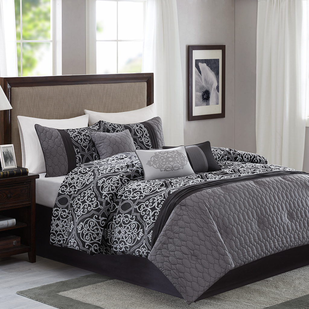 

Home Essence - Romy 7 Piece Comforter Set - Black - King