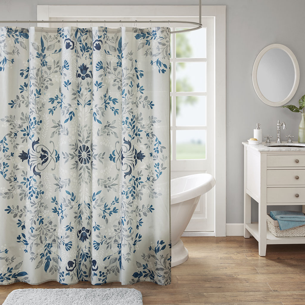 

Madison Park - Eden Cotton Printed Shower Curtain - Stone - 72x72