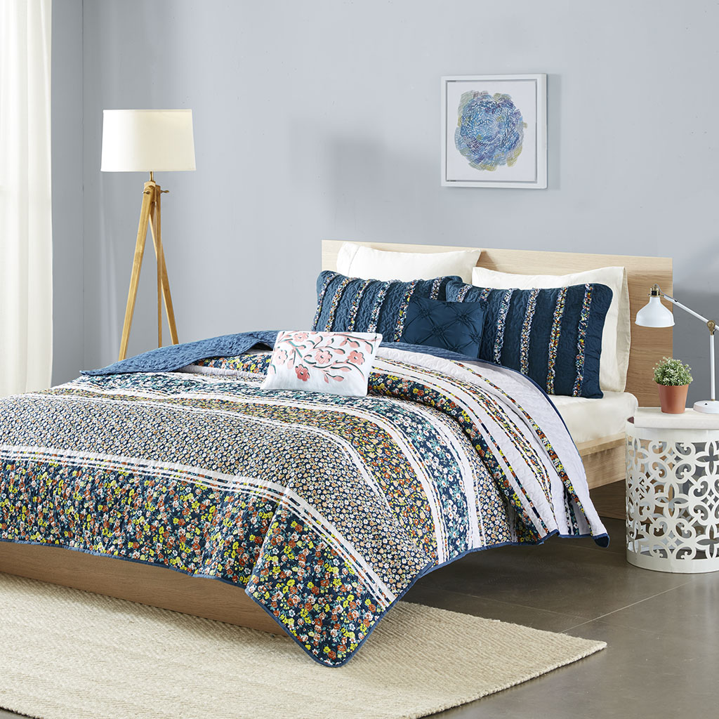 

Intelligent Design - Fleur Coverlet Set - Teal - Twin/Twin XL