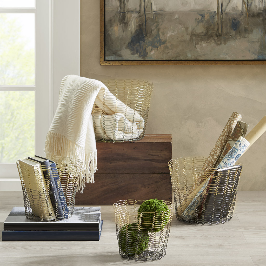

Madison Park - Buono Basket Set of 4 - Gold - See below